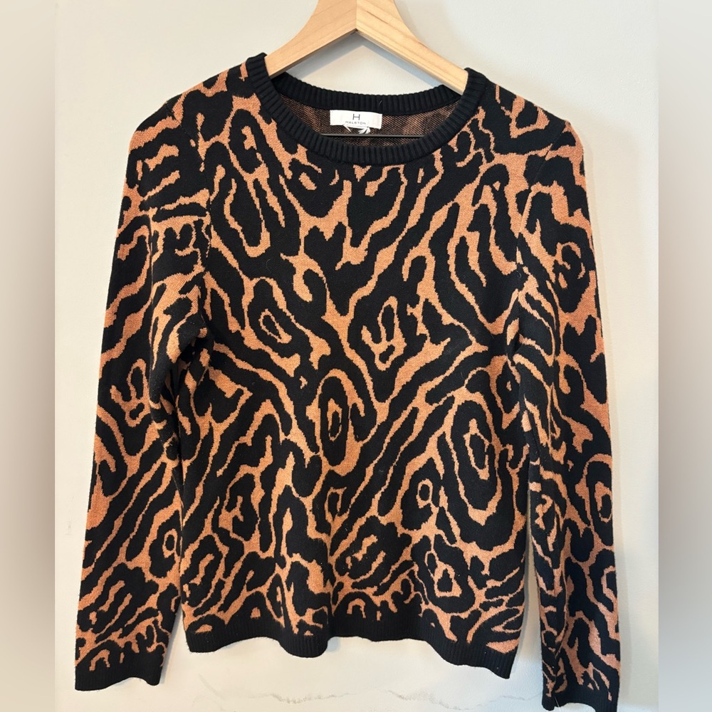 Halston abstract print crewneck sweater